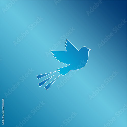 blue bird fly higher in the sky gradient isolated vector logo