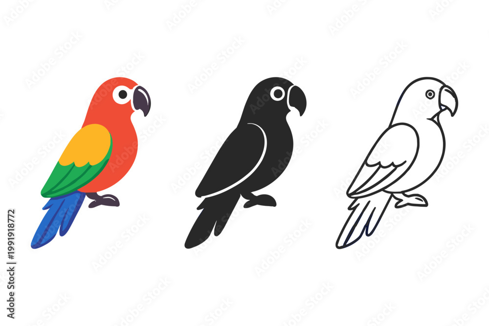 Fototapeta premium Parrot Icons Collection