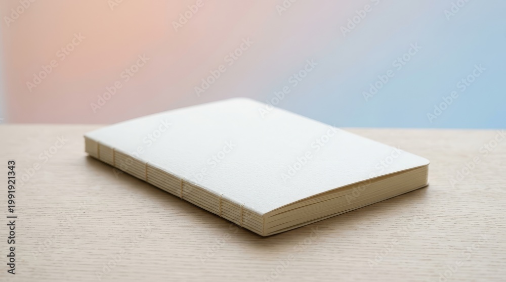 Fototapeta premium Minimal white notebook mockup with gradient background