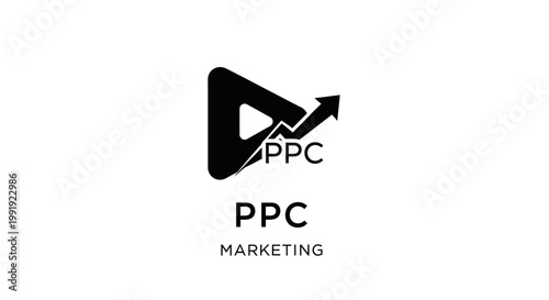 PPC Marketing Logo with Upward Arrow Graph - Pay Per Click Advertising Concept