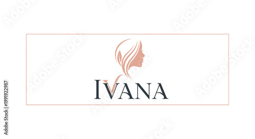 Elegant woman silhouette logo with name IVANA, beauty and style