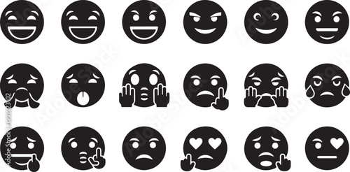 Emoticon faces expressing various emotions and feelings online