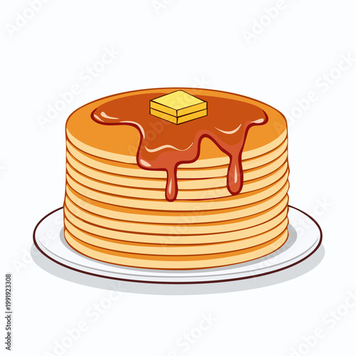 Stack of Pancakes with Butter and Syrup