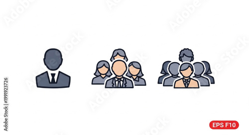 Business Team Icons Representing Collaboration And Individuality.
