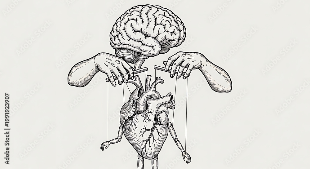 Fototapeta premium The Human Mind Controlling the Heart A Metaphorical Representation of Emotion and Logic
