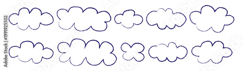 Fluffy label shape Cloud Speech label for border design Vector illustration set of various cloud shaped crayon frames in colorful pastel colors