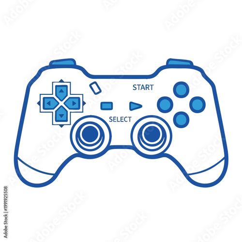 Minimalist vector illustration of a modern video game controller.