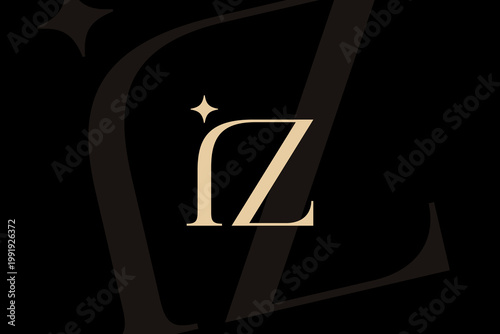 IZ or ZI letter logo icon design. Classic style luxury initials monogram.