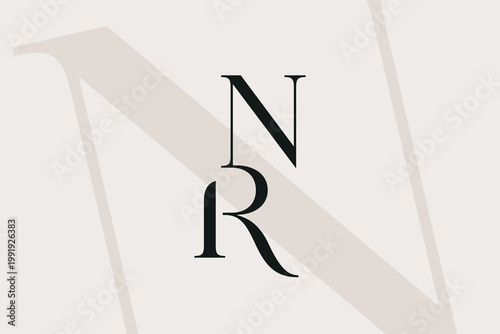 NR or RN letter logo icon design. Classic style luxury initials monogram.