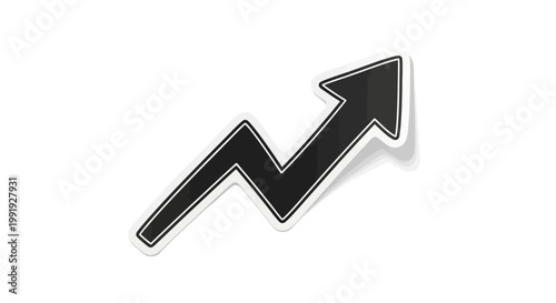 Black zigzag arrow graph pointing up, representing growth and success