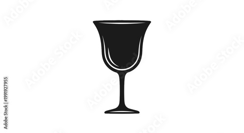 Elegant Silhouette Cocktail Glass Icon on White Background