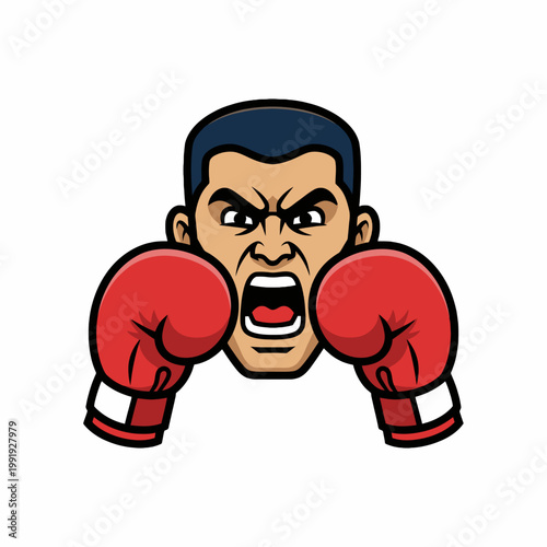 Angry Boxer Head Mascot Vector Graphic with Red Gloves