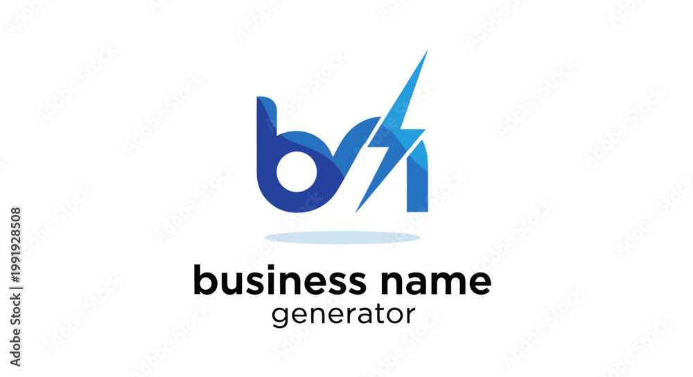 Fototapeta premium Modern Blue Logo with Lightning Bolt for Business Branding.