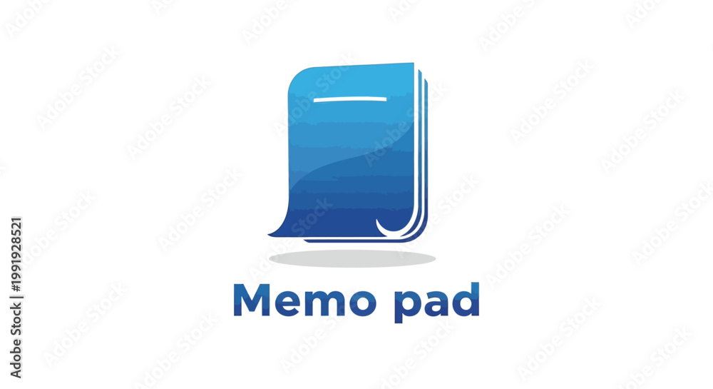 Fototapeta premium Modern Blue Memo Pad Icon with White Background for Notes.