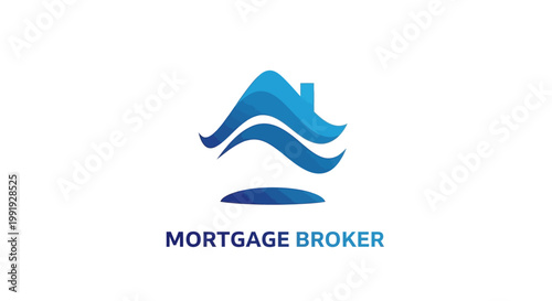 Modern Blue Mortgage Broker Logo Design on White Background.