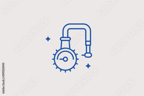 Pressure gauge inflator line icon for checking tire air levels and pneumatic tool use. Accurate Vector Illustration for gas station air pump instructions and vehicle safety maintenance guides.