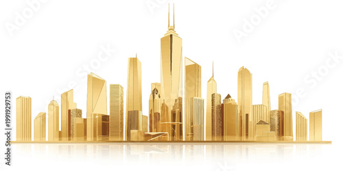 A vector illustration of the Dubai skyline with a UAE flag featuring 3d skyscrapers and urban cityscape architecture in a downtown business metropolis design