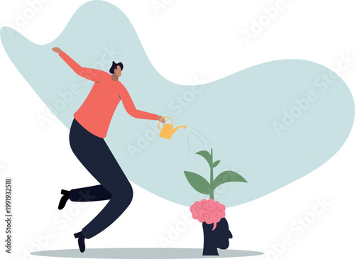 Growth mindset, personal development or improvement, training to believe to success, motivation or coaching,human life and situation.