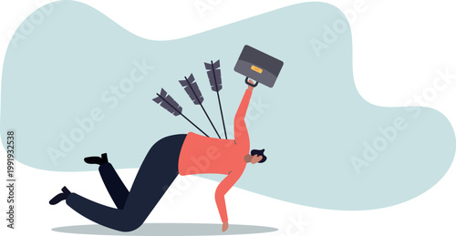 Victim from business betrayal, pain from failure or stressed, anxiety and violence by social bullying, overworked problem .human life and situation.