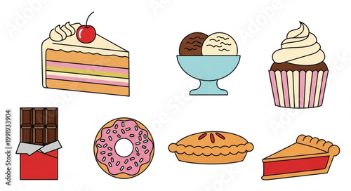 Assortment of Sweet Desserts and Treats Collection.