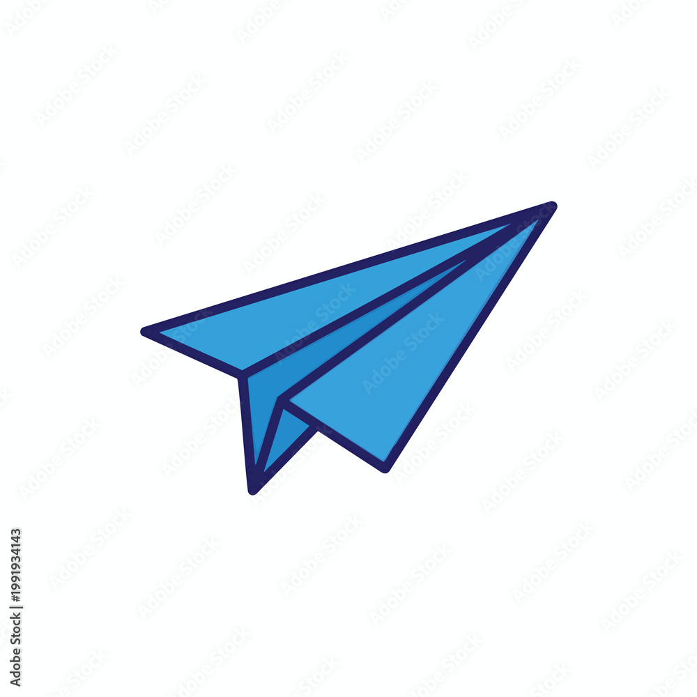Naklejka premium Minimalist blue paper airplane icon design.