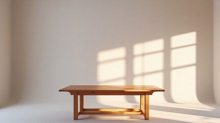 Minimalist Wooden Table with Sunlight for Mental Health Awareness Month