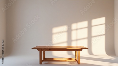 Minimalist Wooden Table with Sunlight for Mental Health Awareness Month