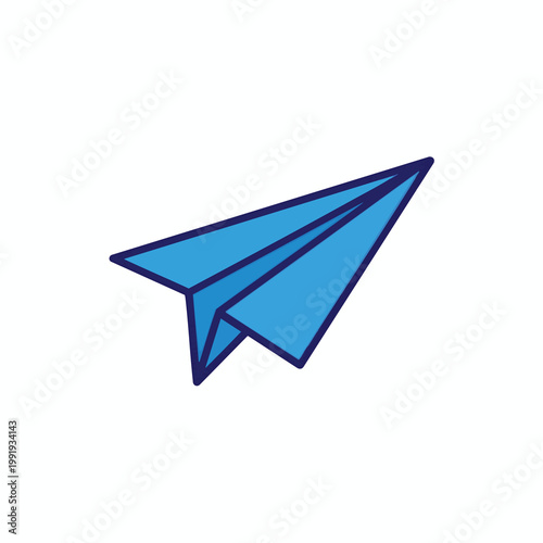 Minimalist blue paper airplane icon design.