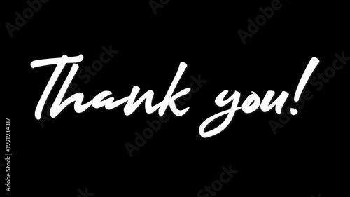 Animated thank you script text effect in black background