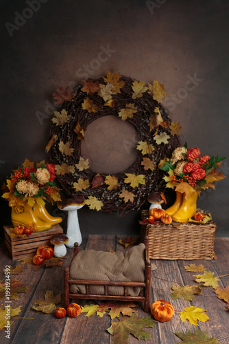 A textured background for a children's photo shoot in an autumn style.