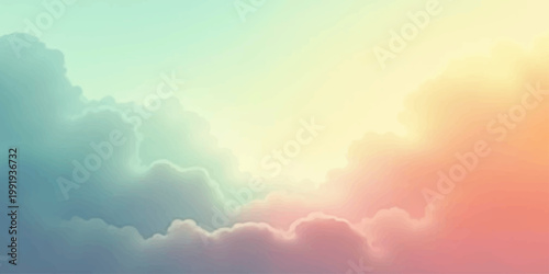 A breathtaking spectacle of a dreamy cloudscape where pastel hues dance. Witness a sky painting itself with soft shades of pink, yellow, blue, and green, evoking feelings of serenity and wonder.