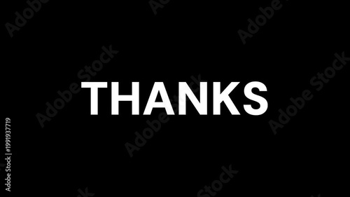 Thanks animation simple pop up video. 4K looping in black background