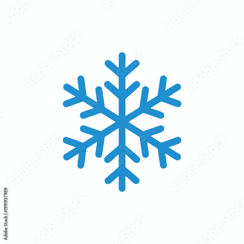 Minimalist blue snowflake icon for winter design elements.