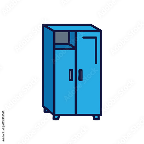 Blue modern wardrobe icon illustration for interior design and home furniture concepts.