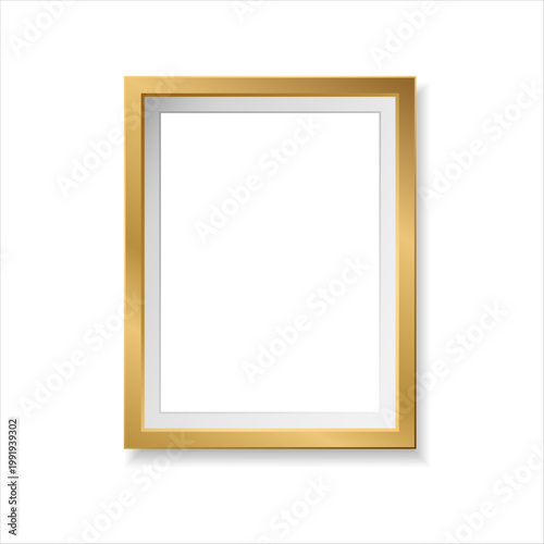 Rectangular gold frame with inner white mat minimalist style.