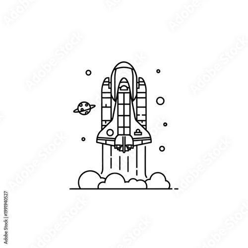 Space rocket launching into cosmos.