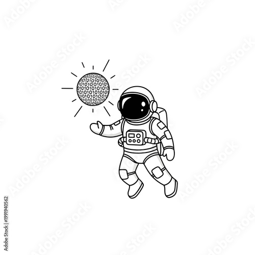 Astronaut in Space Suit Floating.