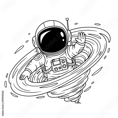 Astronaut in Space Suit Floating.
