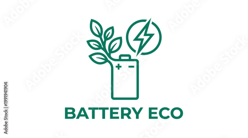 Vector graphic illustration of Eco friendly battery logo, green energy storage icon, sustainable power symbol vector Vector