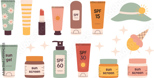 Sun protection products and summer accessories sunscreen
