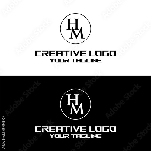 creative letter logo hm design vector