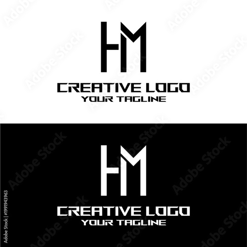 creative letter logo hm design vector