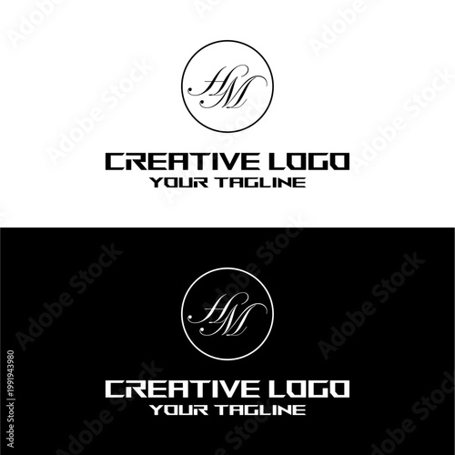 creative letter logo hm design vector