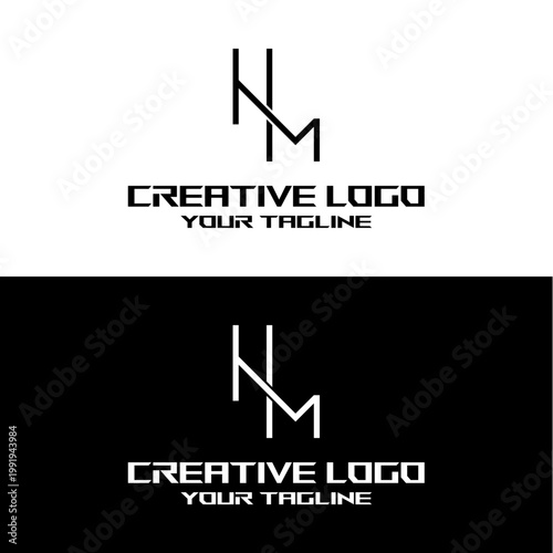 creative letter logo hm design vector