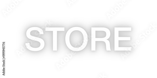 Neon white store sign - glowing font signage - no background