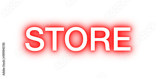 Neon red store sign - glowing font signage - no background