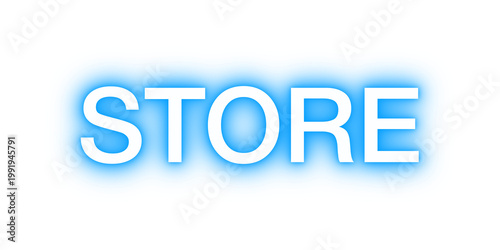 Neon blue store sign - glowing font signage - no background