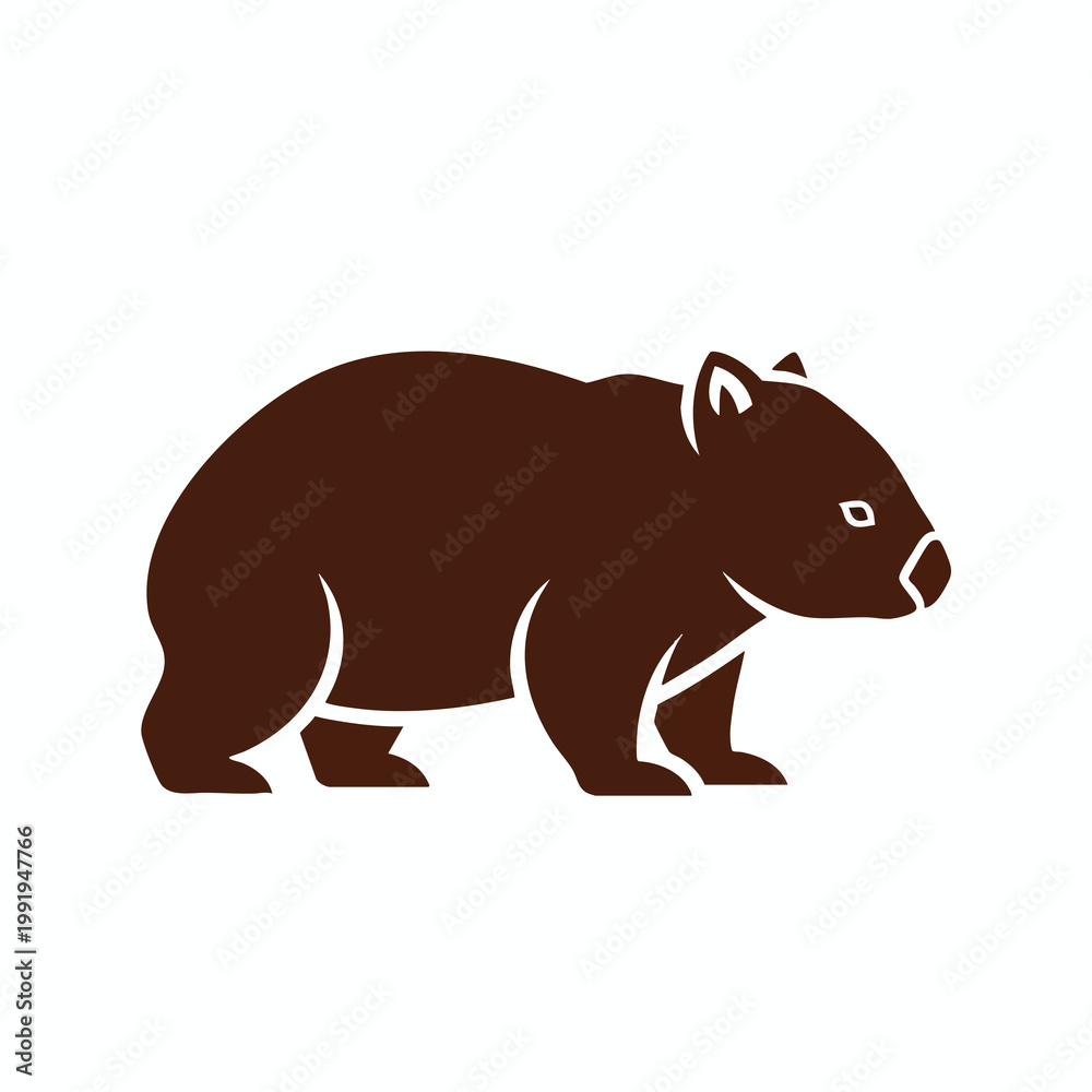 Fototapeta premium Minimalist vector illustration of an Australian wombat icon.