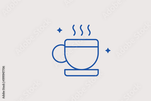 Hot cup of coffee line icon for driver rest stops and garage waiting areas. Welcoming Vector Illustration for roadside cafe menus and service station amenity signs.