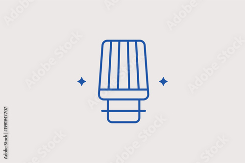 Car cone-style air filter line icon for high-performance intake systems. Technical Vector Illustration for tuning shop websites and air flow optimization blogs.